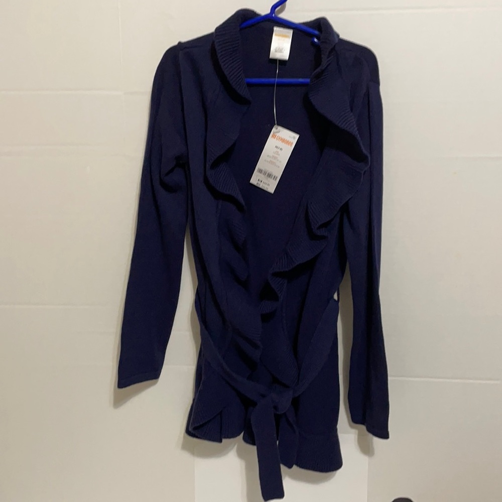 NWT Gymboree blue sweater with ruffled edges size M 7/8